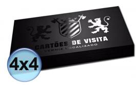 Cartão de visita - Verniz localizado frente e verso Cochê 300g 48x88mm Colorido frente e verso Verniz localizado frente e verso Refile Laminação fosca BOPP