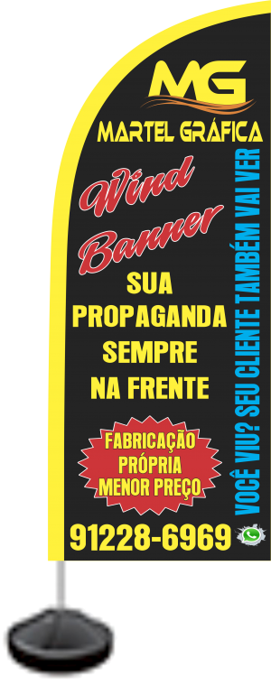 WIND BANNER TECIDO 1,60X0,60 4X0 IMPRESSÃO DOIS LADO MODELO FACA OU VELA COMPLETO TECIDO, HASTE E BASE